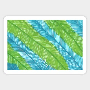 Blue and Green Palm Leaves Pattern Sticker